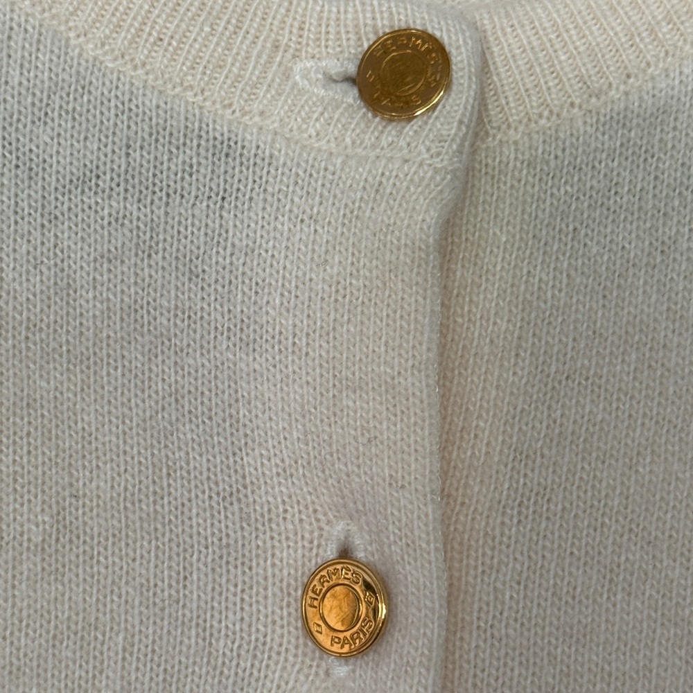 Vintage Hermes Cashmere Cream Cardigan - Picture 3 of 7